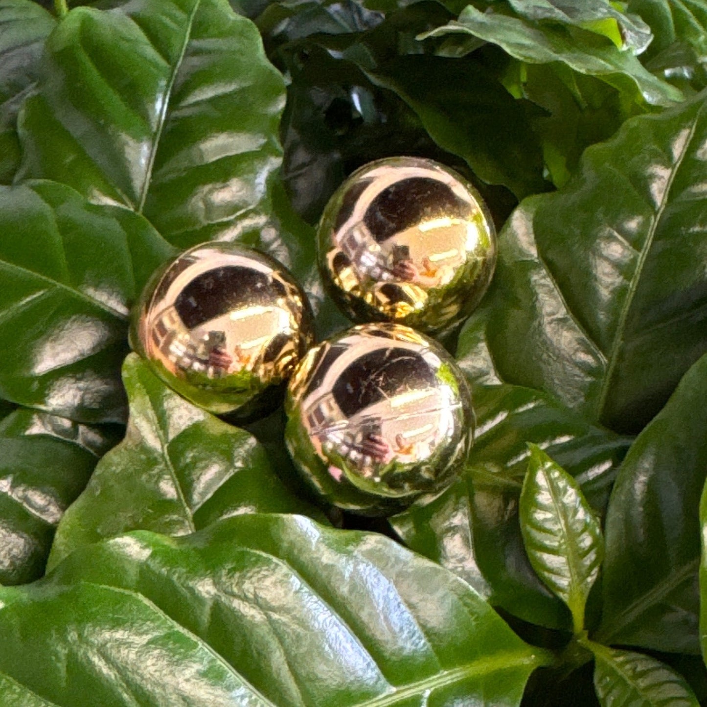 Shiny Gold Bauble Trio | Decorative Plant Pot Accessory