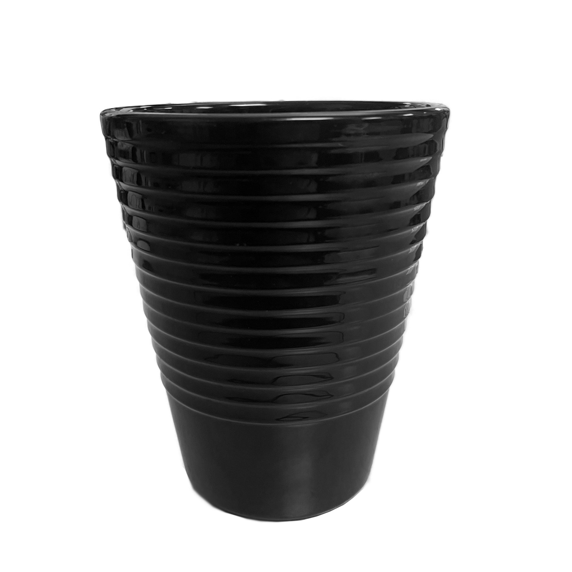 Slimline Black Ribbed Plant Pot