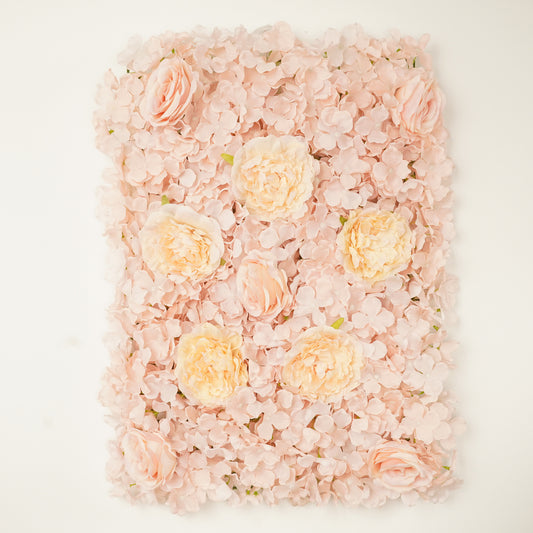 Faux Flower Wall Panel | Blush Tones | Dried Flowers