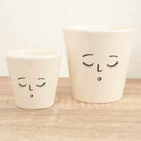 Sleepy Face Pot - Ceramic Plant Pot