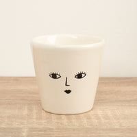 Wakey Face Pot | White - Ceramic Plant Pot