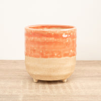 Titan Glaze Pot With Feet | Orange - Ceramic Plant Pot