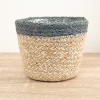 Blue Stripe Hessian Lined Pot - Hessian Plant Pot