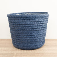 Natural Blue Plant Pot - Straw Plant Pot