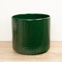 Chevron Emerald Green Planter - Ceramic Plant Pot