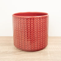 Chevron Pot | Ruby Red - Ceramic Plant Pot