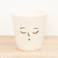 Sleepy Face Pot - Ceramic Plant Pot