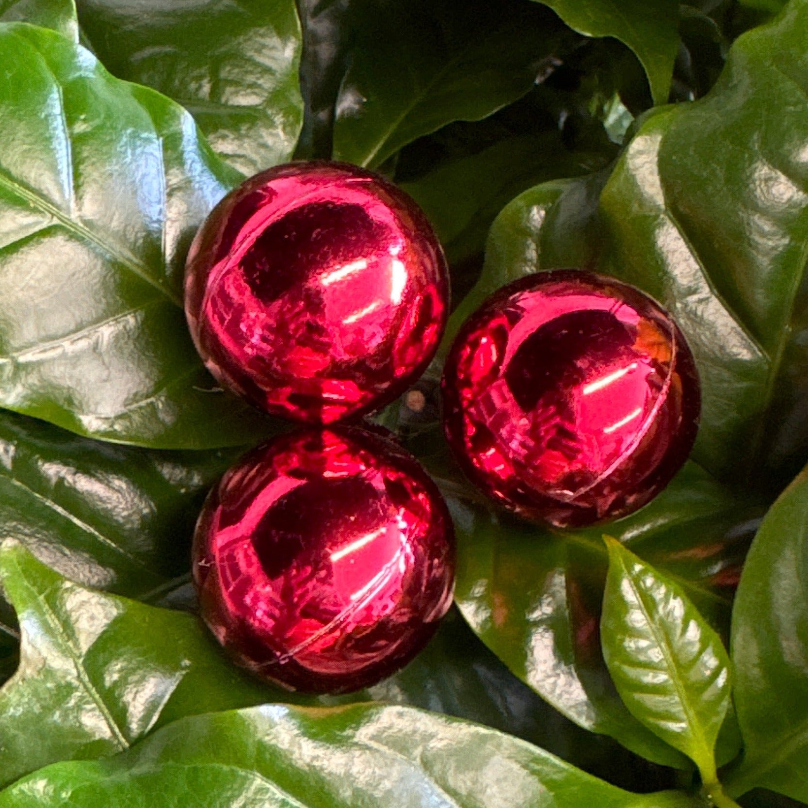 Shiny Red Bauble Trio | Decorative Plant Pot Accessory