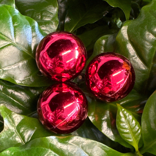 Shiny Red Bauble Trio | Decorative Plant Pot Accessory | Gardening Accessories