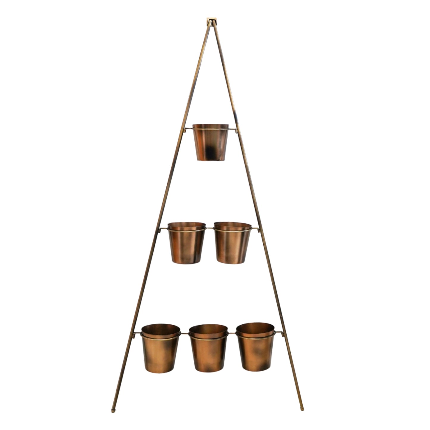 Vertical Gold Metal Wall Plant Stand with Planters