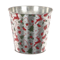 Christmas Tin Pot - Metal Plant Pot