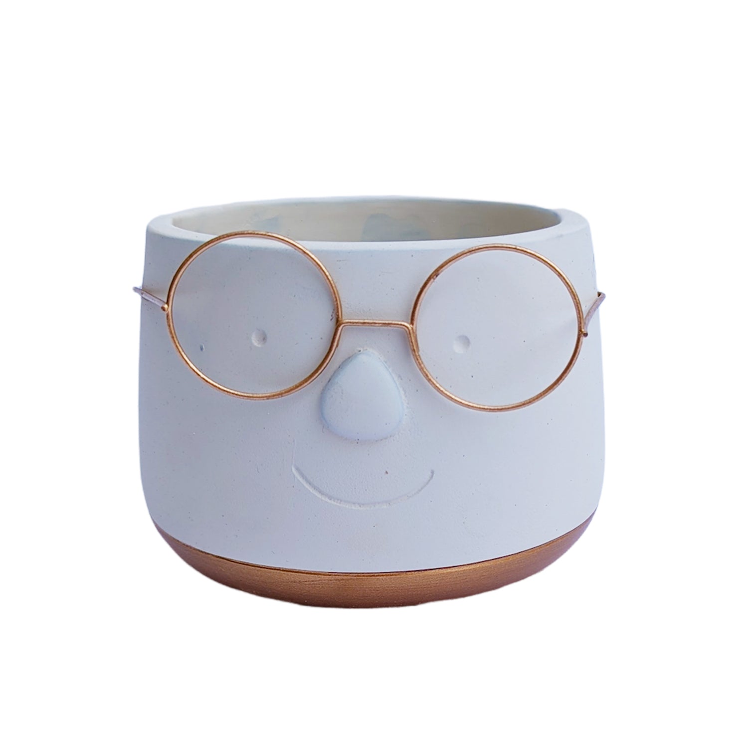 Happy Plant Pot with Glasses - Gold