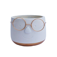 Happy Plant Pot with Glasses - Gold - Unique Plant Pot